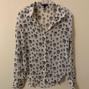 Cool  Wear Skull Sheer Blouse size Small
